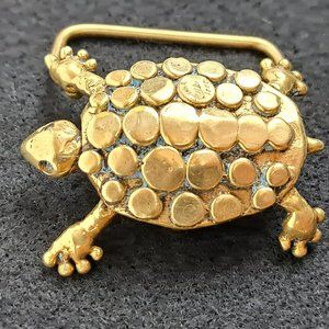 Vintage Carl Tasha Brass Turtle Belt Buckle